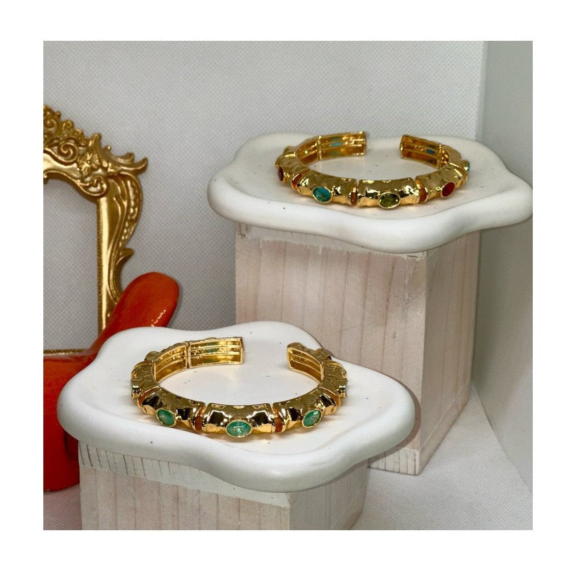 Anne Bejeweled Enamel Cuff Bracelets | Gold Plated - Penelope Made This