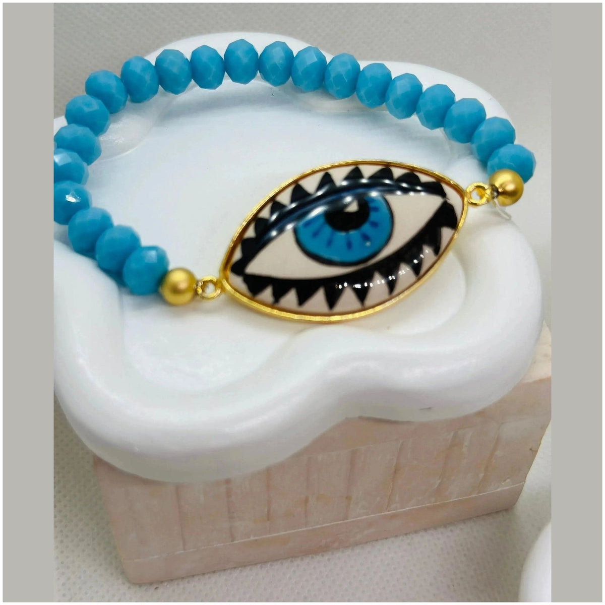 Iris Hand Painted Azure Ceramic Bracelet - Penelope Made This