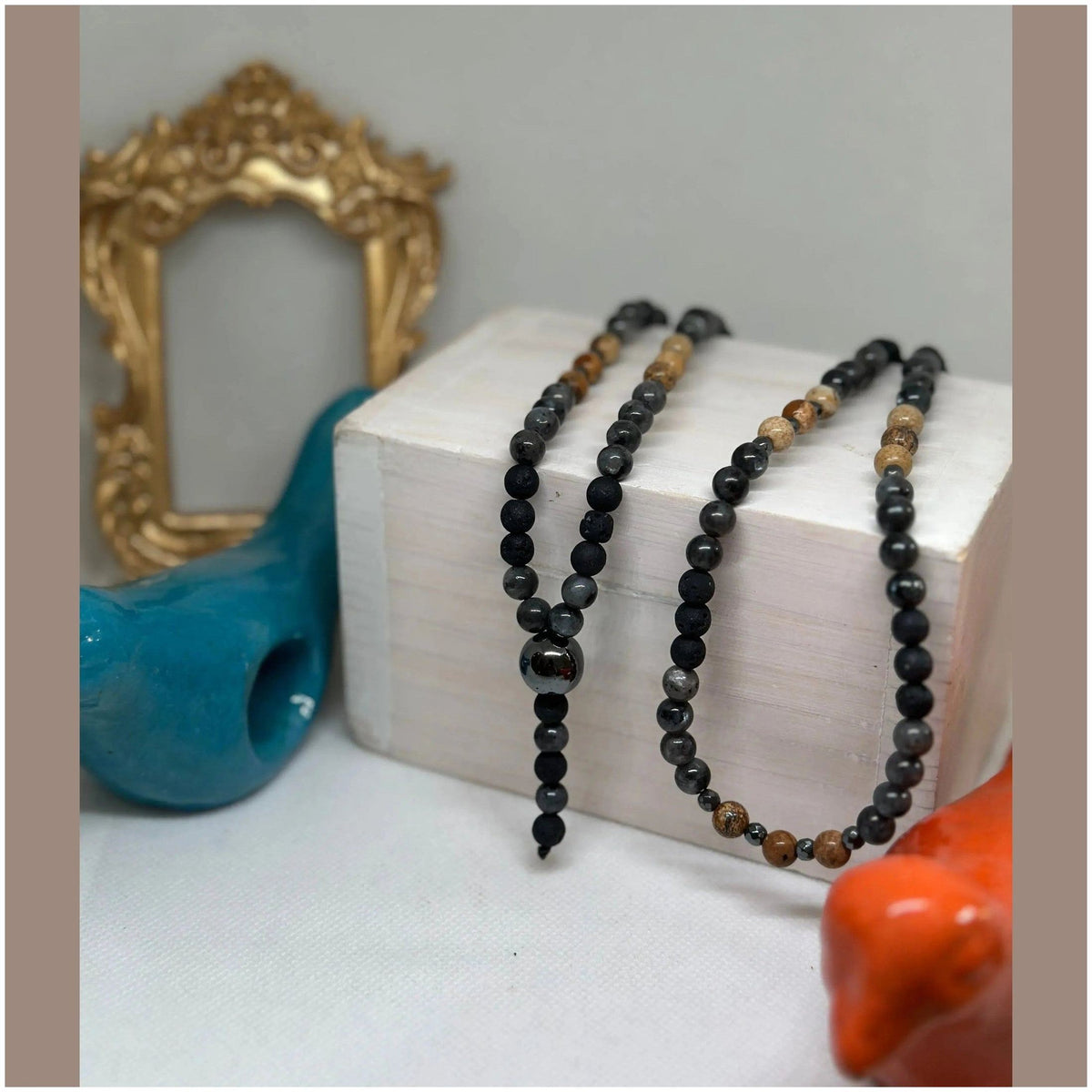 Mathias Gunpowder Beaded Long Necklace - Penelope Made This