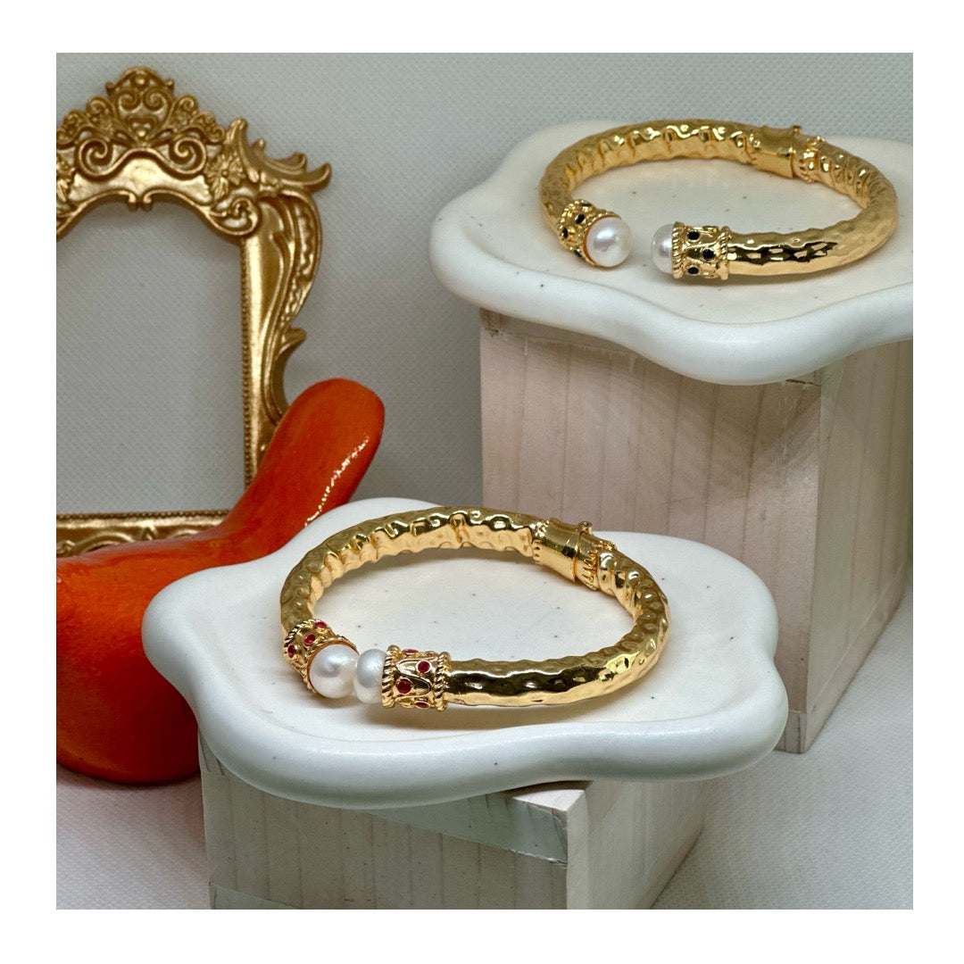 Anne Bejeweled Enamel Cuff Bracelets | Gold Plated - Penelope Made This