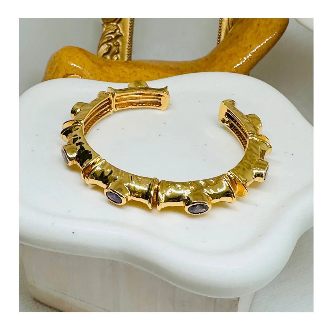 Anne Bejeweled Enamel Cuff Bracelets | Gold Plated - Penelope Made This