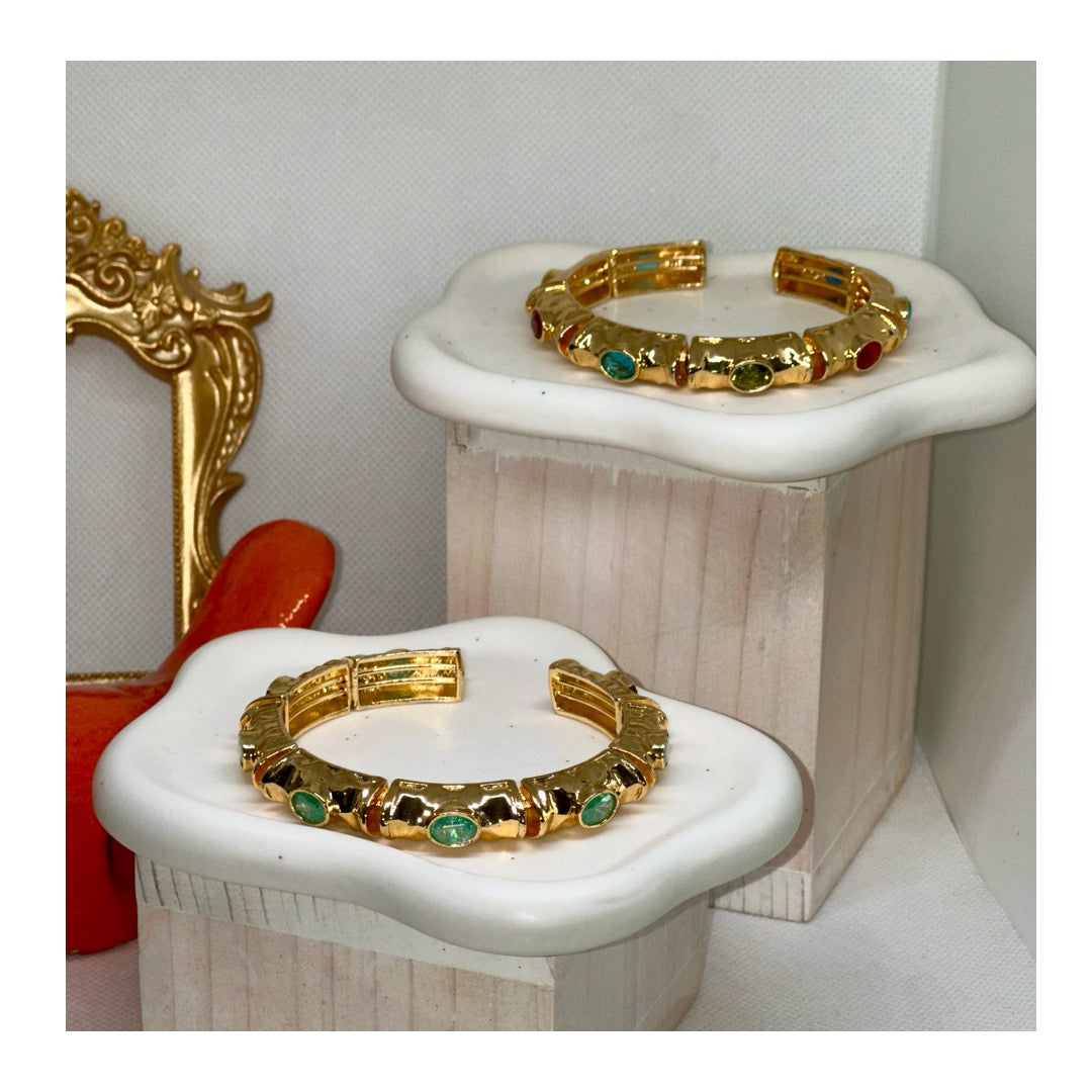 Anne Bejeweled Enamel Cuff Bracelets | Gold Plated - Penelope Made This