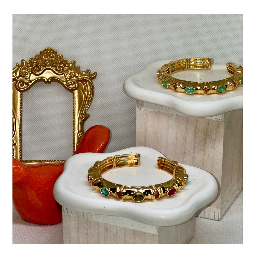 Anne Bejeweled Enamel Cuff Bracelets | Gold Plated - Penelope Made This