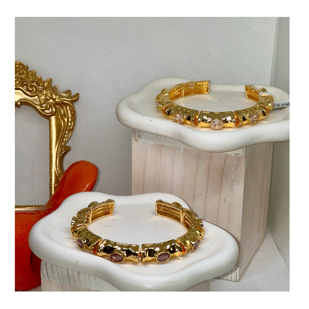 Anne Bejeweled Enamel Cuff Bracelets | Gold Plated - Penelope Made This