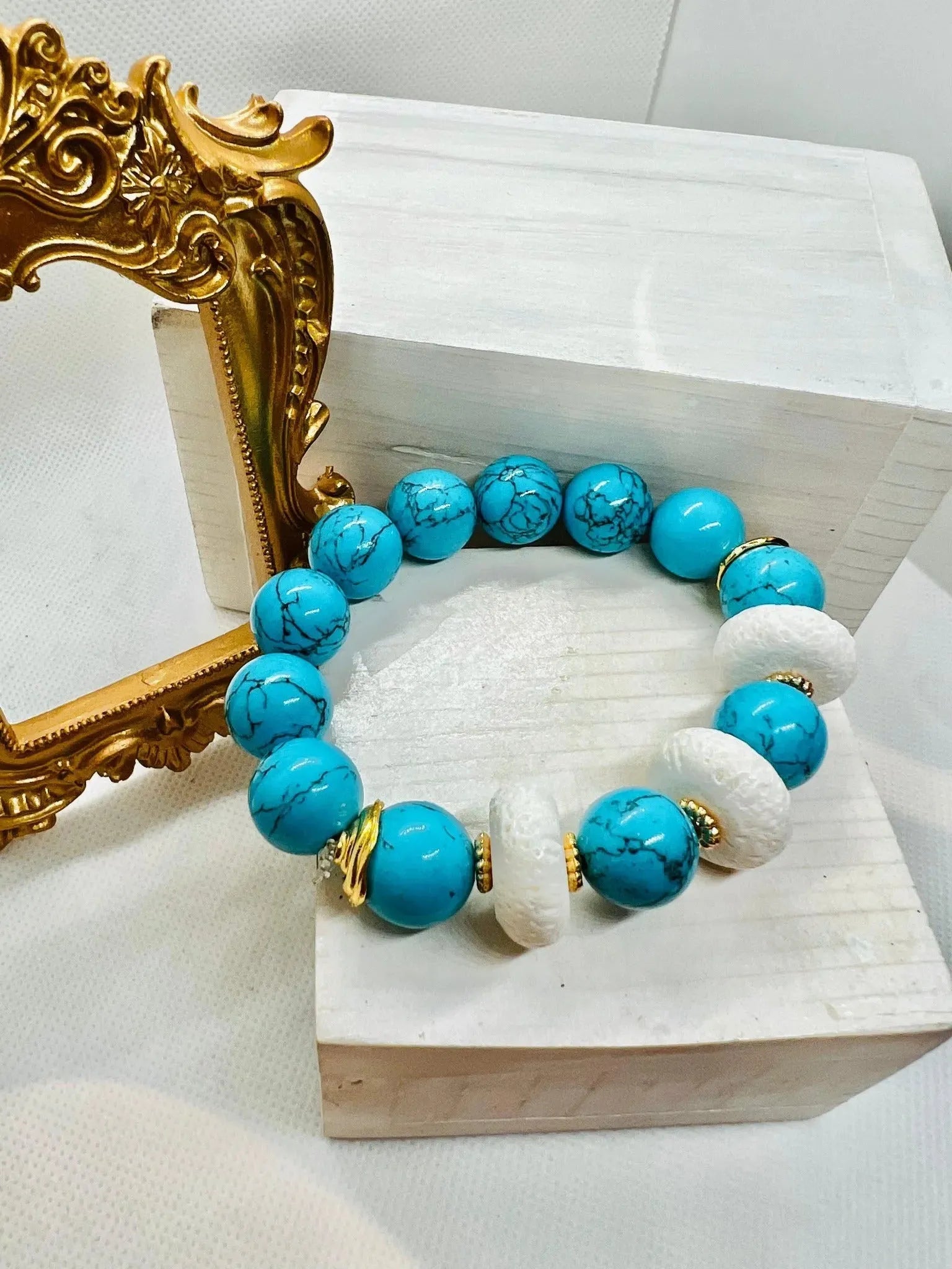 Chloe Azure Trio Marble Gemstone Bracelet - Penelope Made This