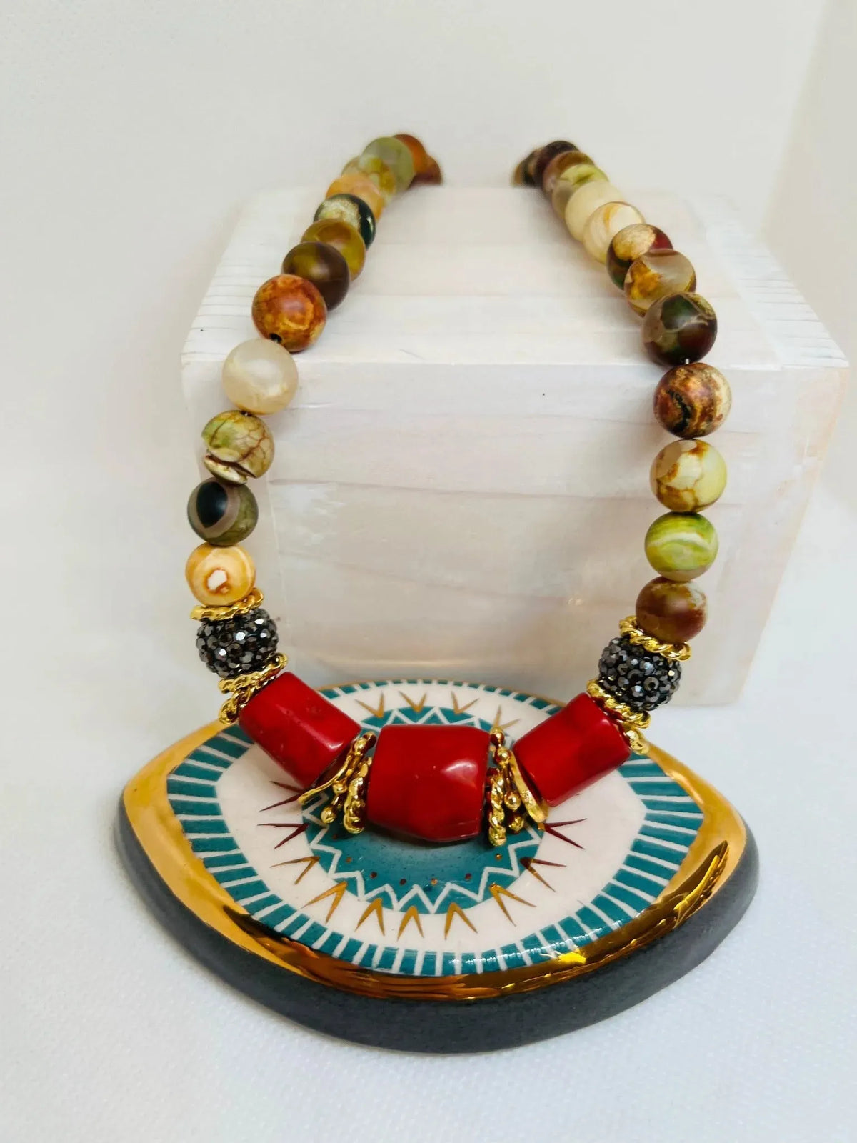 Daphne Coral and Aventurine Necklace - Penelope Made This