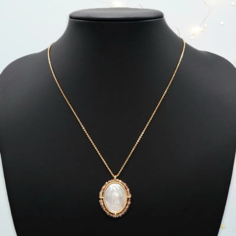 Fatima Bejeweled Mother of Pearl Pendant - Penelope Made This
