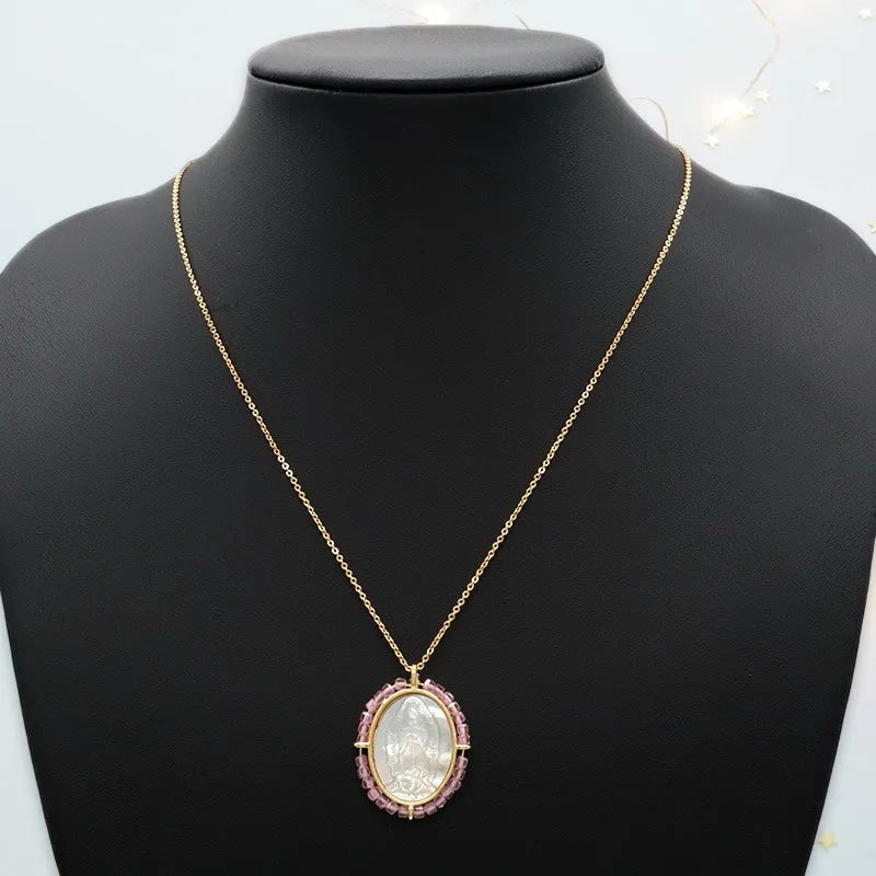 Fatima Bejeweled Mother of Pearl Pendant - Penelope Made This