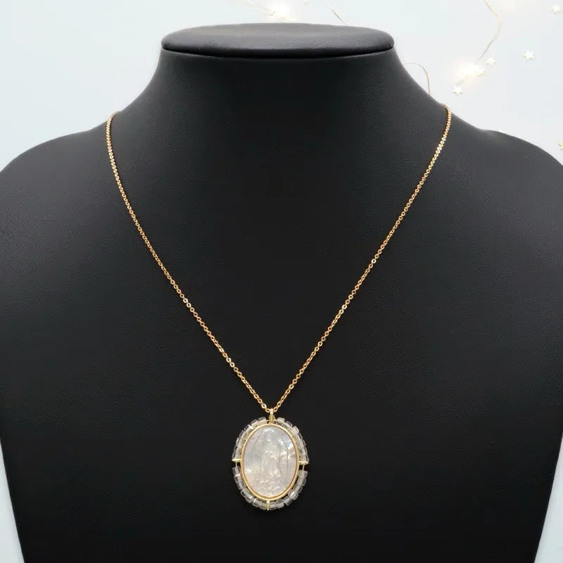 Fatima Bejeweled Mother of Pearl Pendant - Penelope Made This