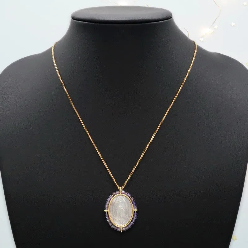 Fatima Bejeweled Mother of Pearl Pendant - Penelope Made This