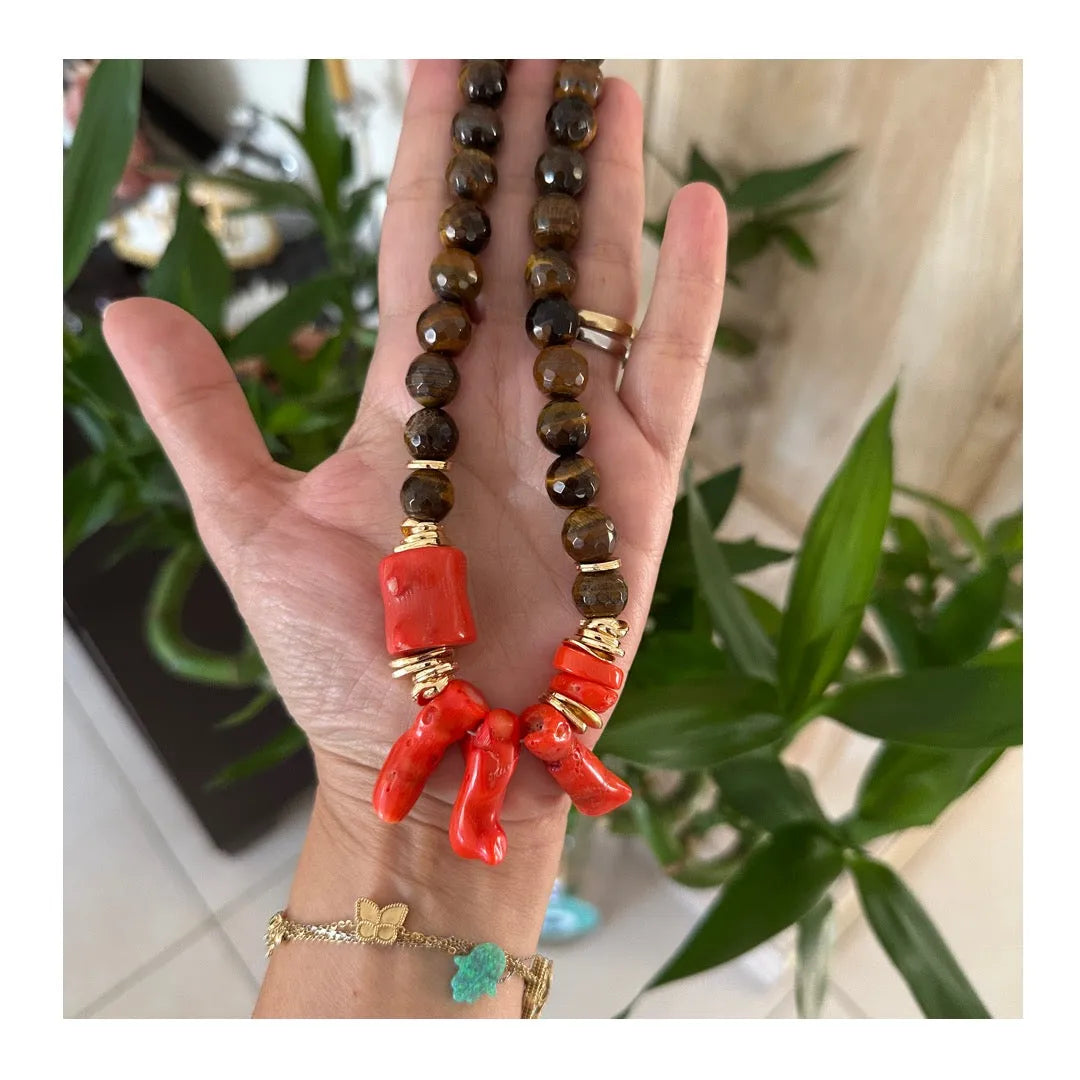 Hayat Coral Stone Necklace - Penelope Made This