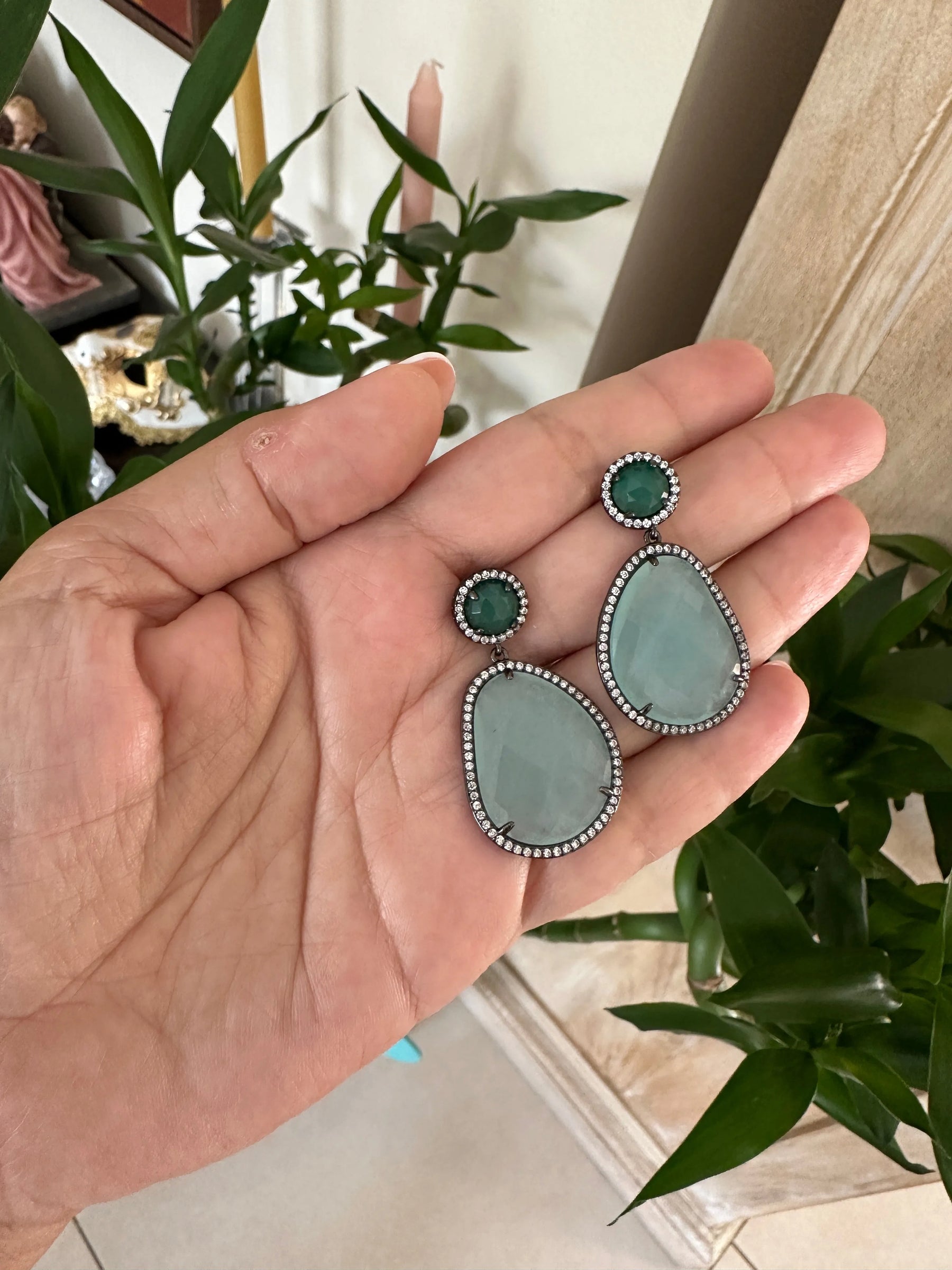 Helia GunMetal Crystal Earrings - Penelope Made This