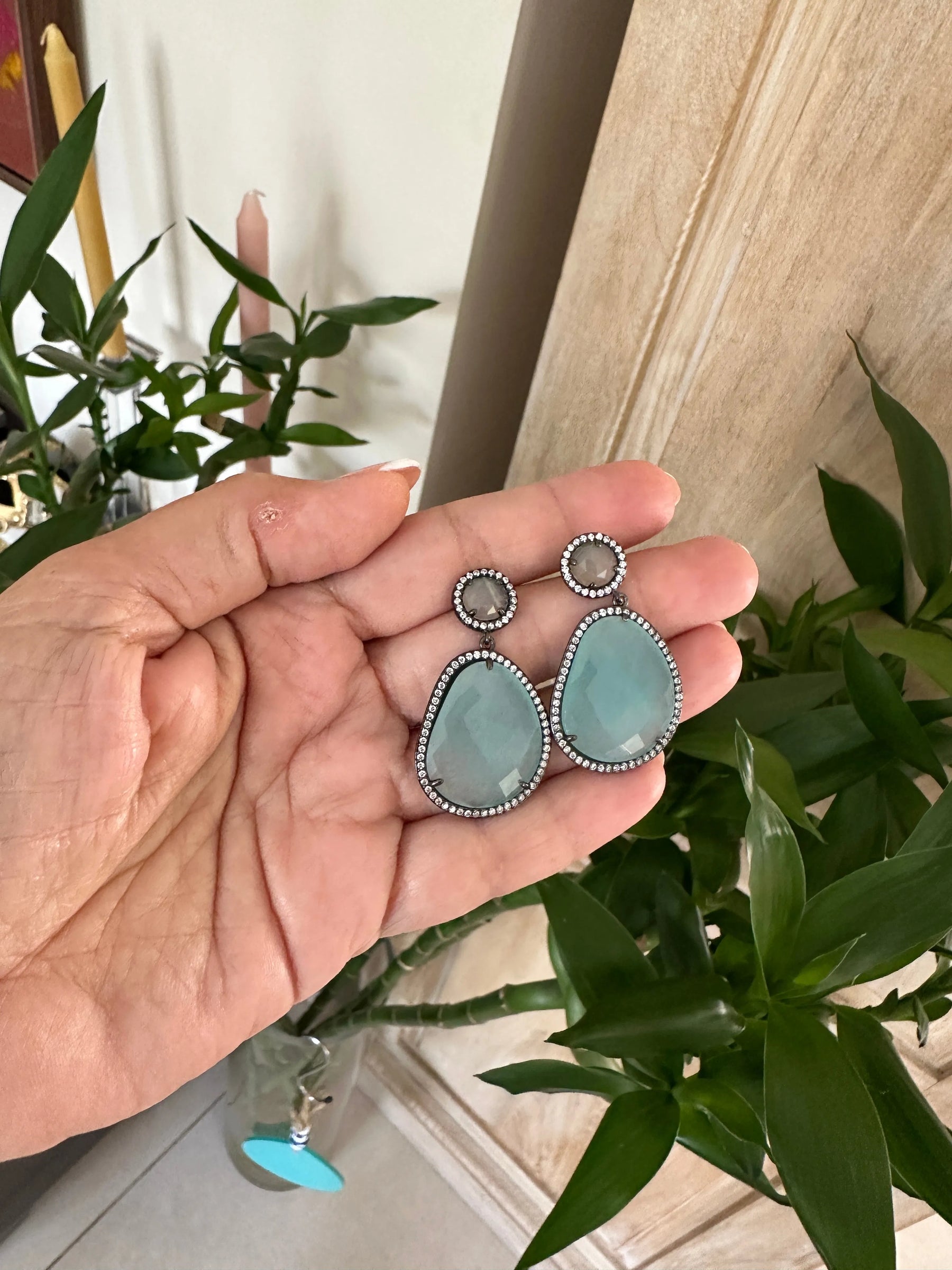Helia GunMetal Crystal Earrings - Penelope Made This
