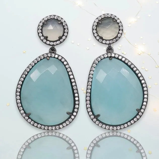 Helia GunMetal Crystal Earrings - Penelope Made This