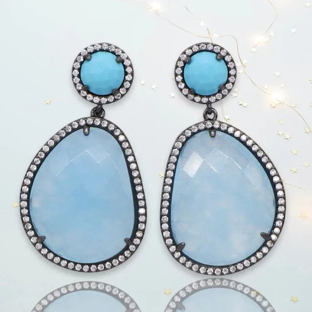 Helia GunMetal Crystal Earrings - Penelope Made This