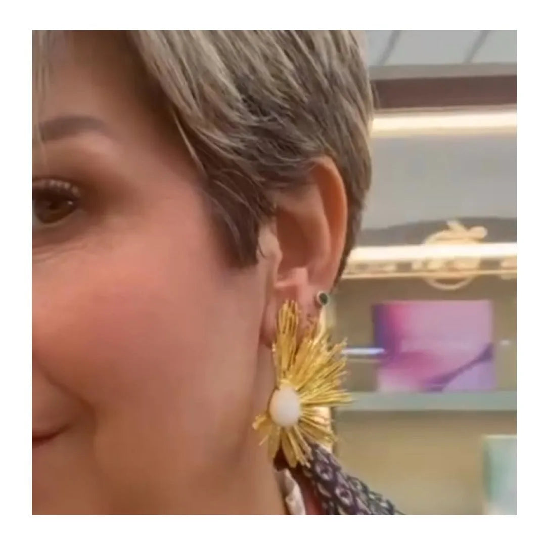 Huda Rose Quartz Sun Earrings - Penelope Made This