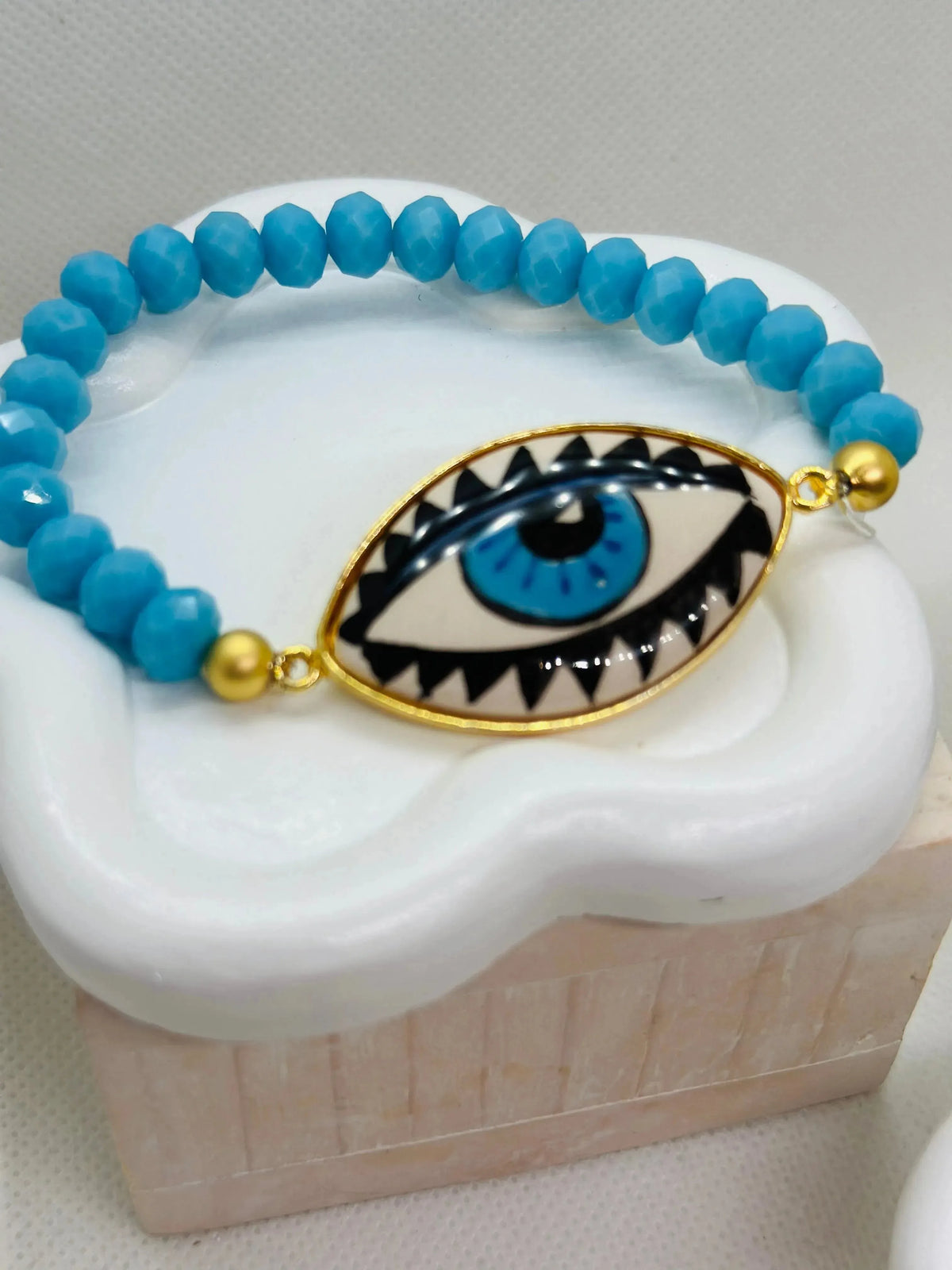 Iris Hand Painted Azure Ceramic Bracelet - Penelope Made This