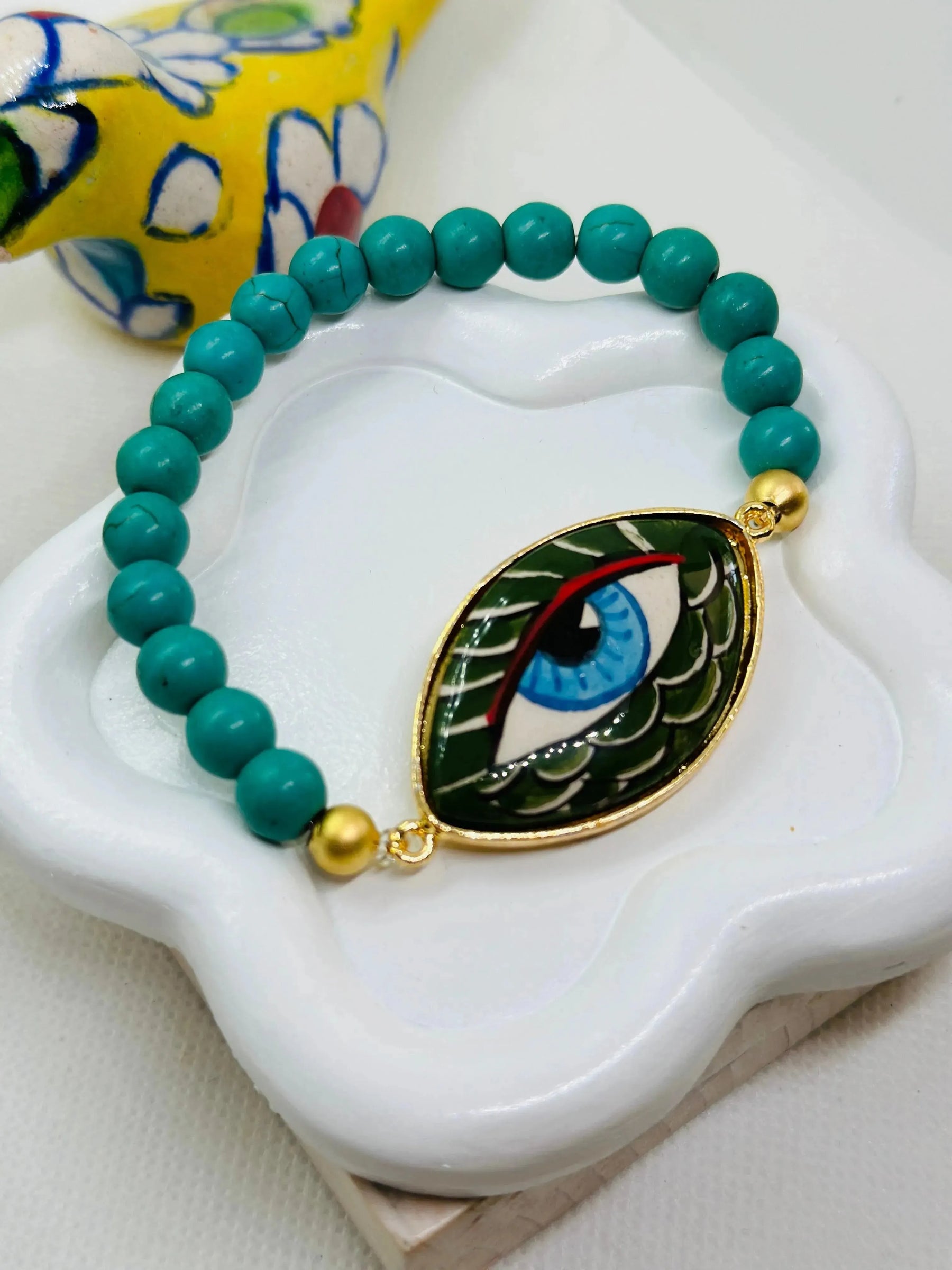 Iris Hand Painted Wavy Ceramic Bracelet - Penelope Made This