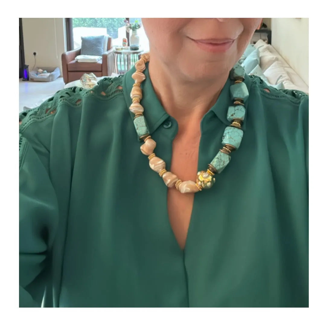 Victoria Gemstone Necklace - Choker Turquoise - Penelope Made This