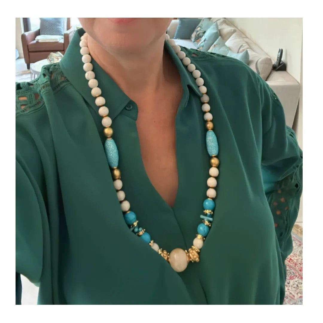 Victoria Gemstone Necklace - Long Turquoise - Penelope Made This