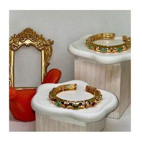 Anne Bejeweled Enamel Cuff Bracelets | Gold Plated - Penelope Made This 