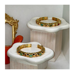 Anne Bejeweled Enamel Cuff Bracelets | Gold Plated - Penelope Made This 