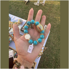 Chloe Azure Turquoise Marble Gemstone Bracelet 18 K Gold Plated