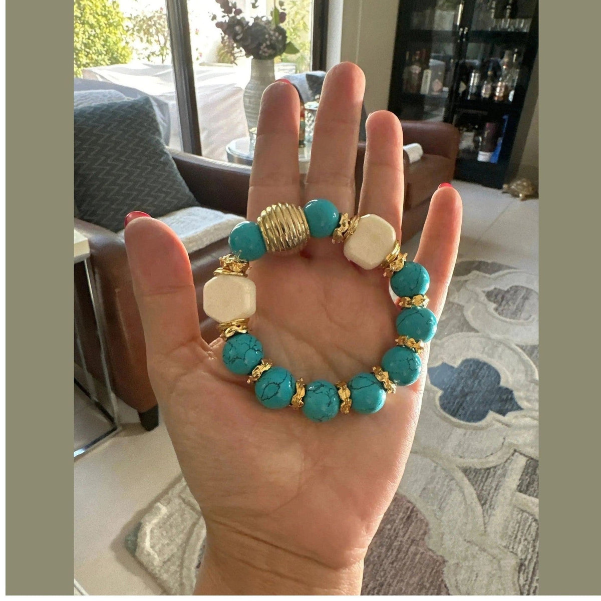 Chloe Azure Turquoise Marble Gemstone Bracelet - Penelope Made This 