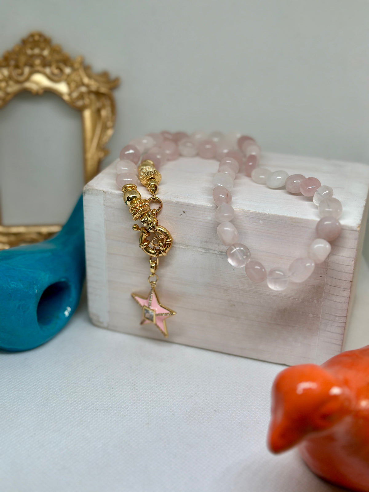 Daphne Pink Quartz Necklace w Star