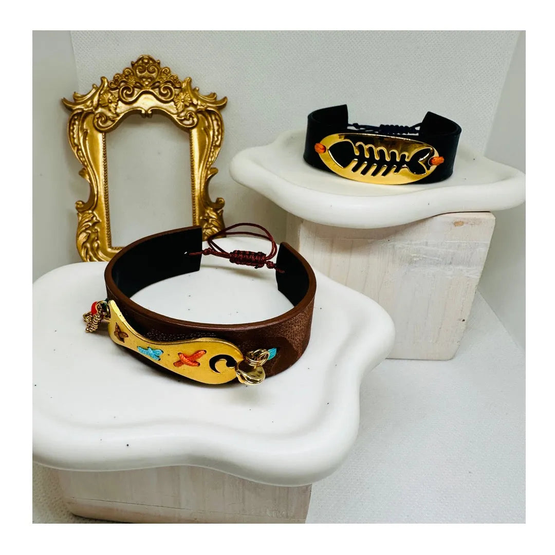 Elif Leather Fish Motif Bracelets