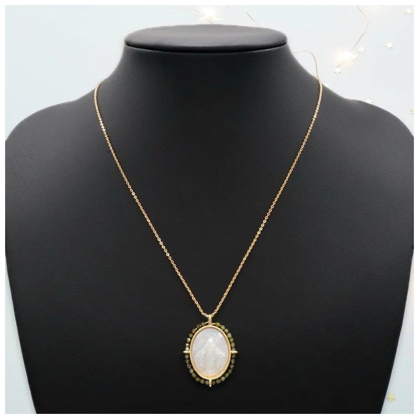 Fatima Bejeweled Mother of Pearl Pendant - Penelope Made This 