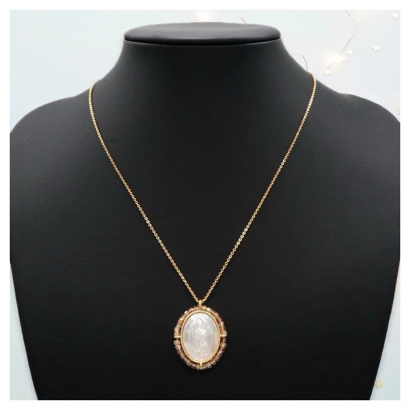 Fatima Bejeweled Mother of Pearl Pendant - Penelope Made This 