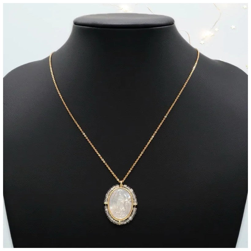 Fatima Bejeweled Mother of Pearl Pendant - Penelope Made This 