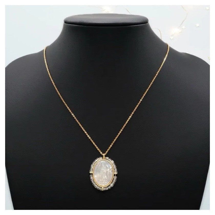 Fatima Bejeweled Mother of Pearl Pendant - Penelope Made This 