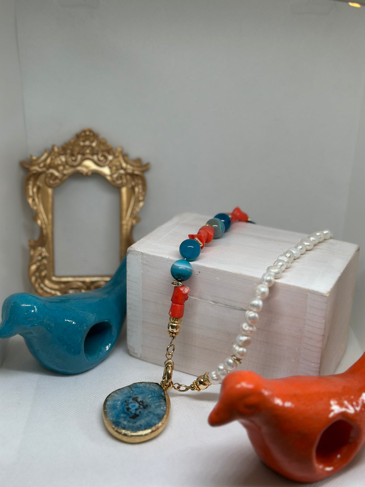 Daphne Ceramics and Pearls Necklace