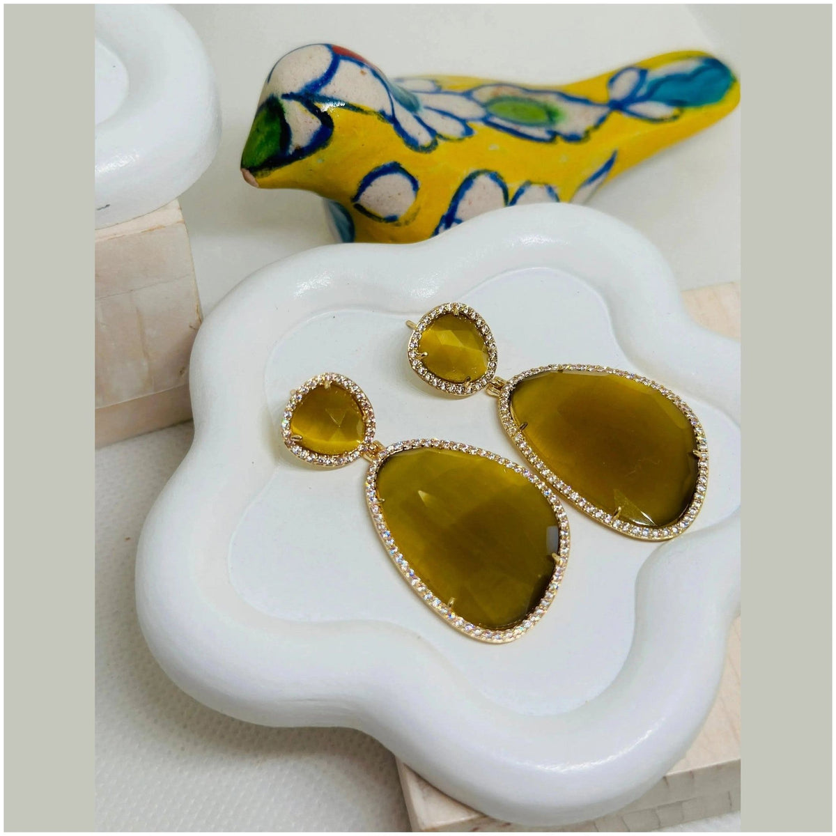 Helena Fume Gold Dangling Crystal Earrings - Penelope Made This 