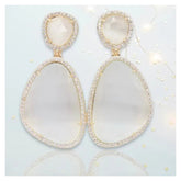 Helena White Dangling Crystal Earrings - Penelope Made This 