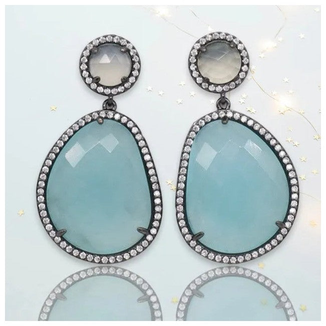 Helia GunMetal Crystal Earrings - Penelope Made This 