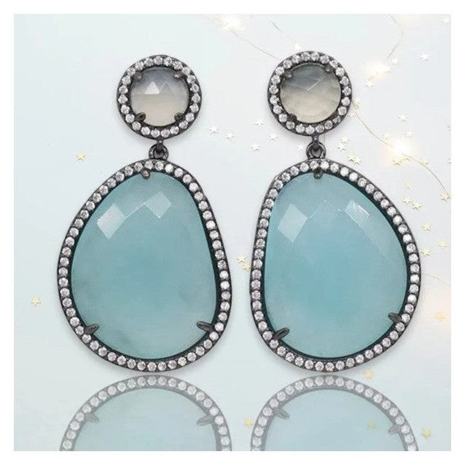 Helia GunMetal Crystal Earrings - Penelope Made This 