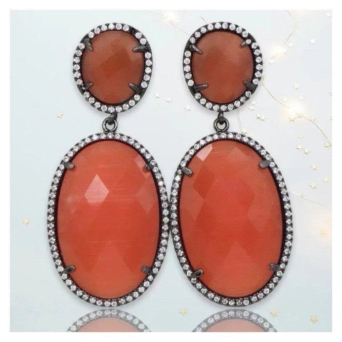 Hermione Gunmetal Dangling Crystal Earrings - Penelope Made This 