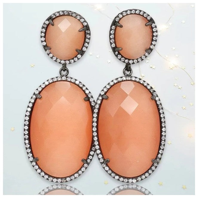 Hermione Gunmetal Dangling Crystal Earrings - Penelope Made This 