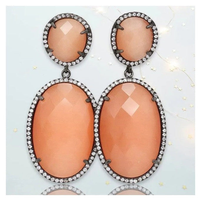 Hermione Gunmetal Dangling Crystal Earrings - Penelope Made This 