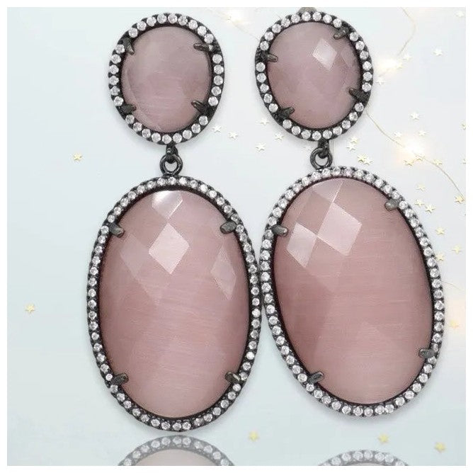 Hermione Gunmetal Dangling Crystal Earrings - Penelope Made This 