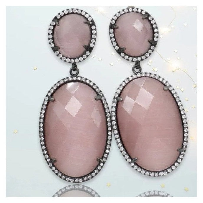 Hermione Gunmetal Dangling Crystal Earrings - Penelope Made This 