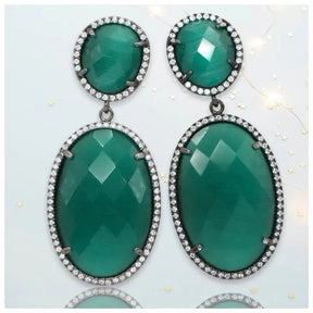 Hermione Gunmetal Dangling Crystal Earrings - Penelope Made This 