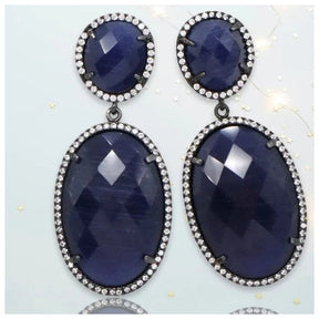 Hermione Gunmetal Dangling Crystal Earrings - Penelope Made This 