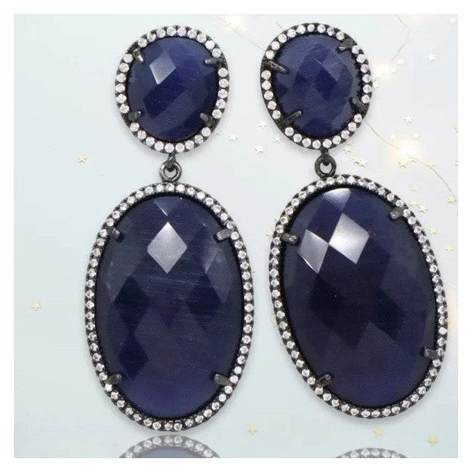 Hermione Gunmetal Dangling Crystal Earrings - Penelope Made This 
