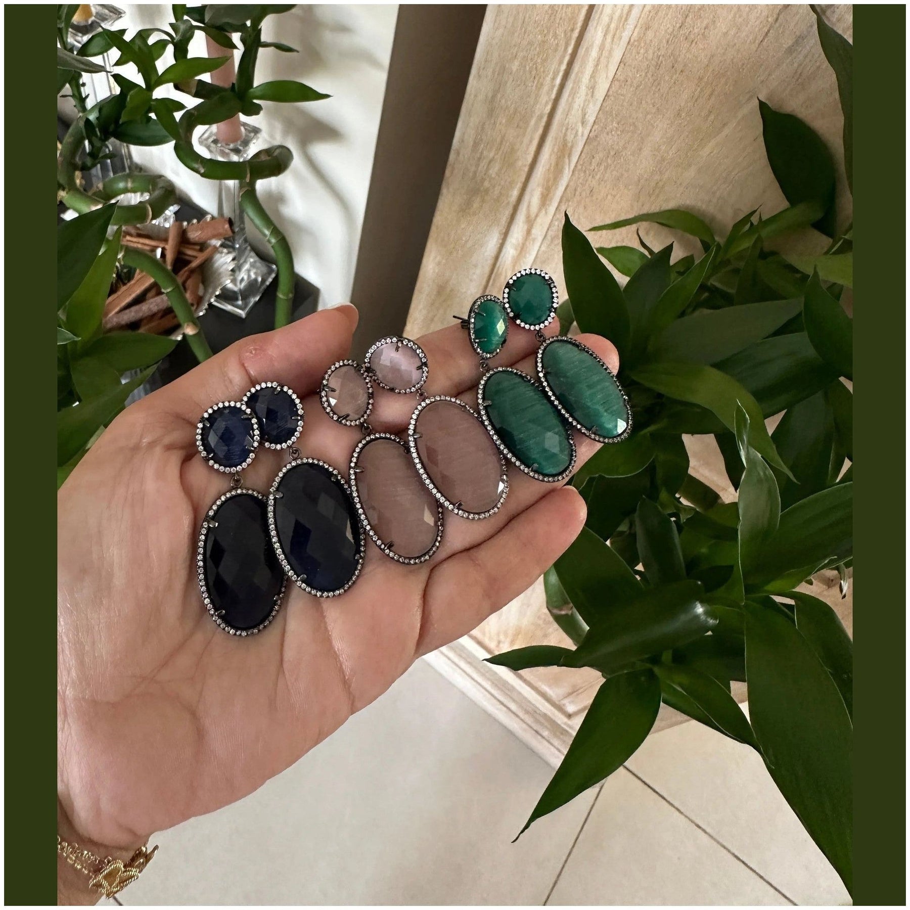 Hermione Gunmetal Dangling Crystal Earrings - Penelope Made This 