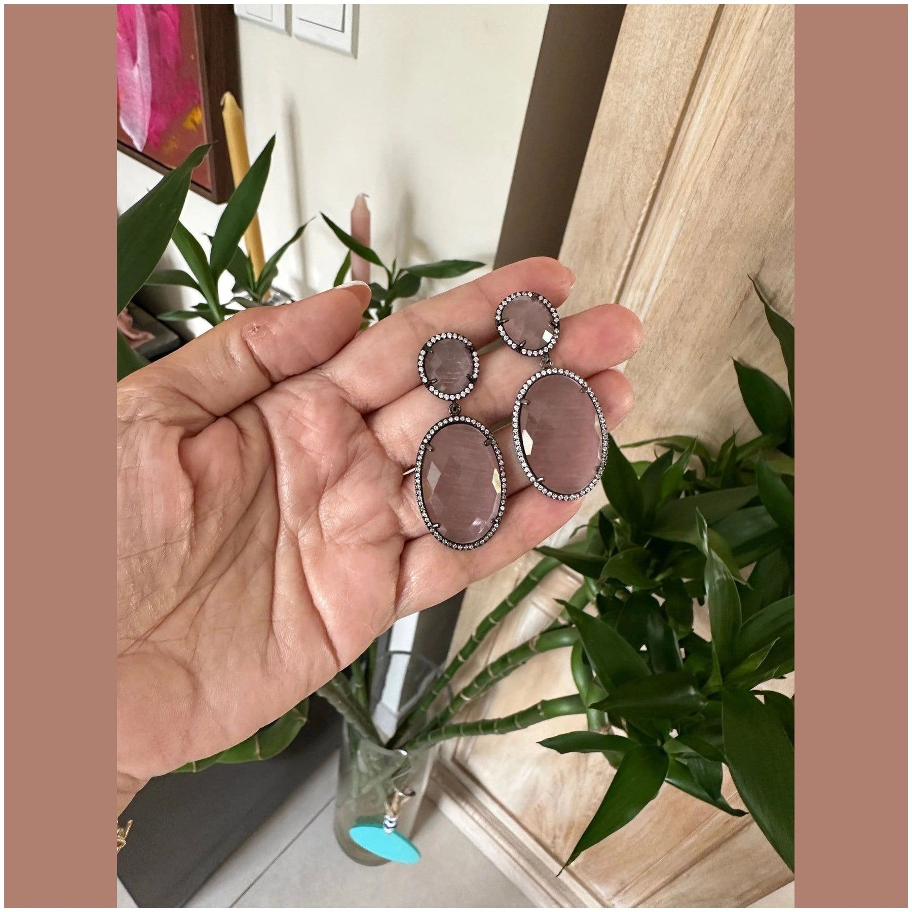 Hermione Gunmetal Dangling Crystal Earrings - Penelope Made This 