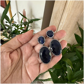 Hermione Gunmetal Dangling Crystal Earrings - Penelope Made This 